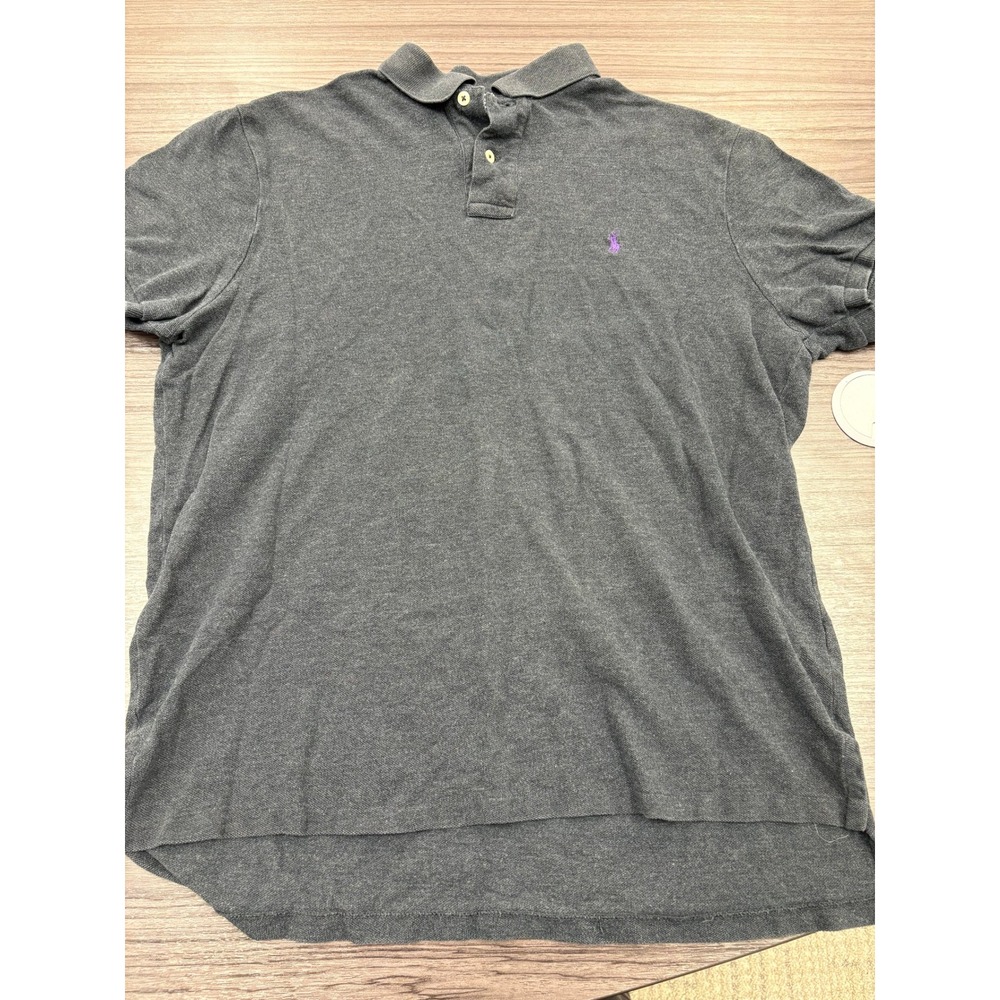 Polo Ralph Lauren Polo Shirt Mens Custom Fit Gray Short Sleeve Pony Logo Size L